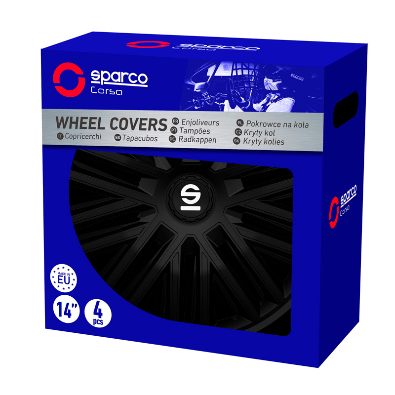 Sparco Wieldoppen Bergamo - 16-inch - Zwart - Set van 4 stuks