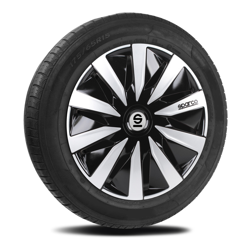 Sparco Wieldoppen Lazio - 16-inch - Zwart/Zilver - Set van 4 stuks